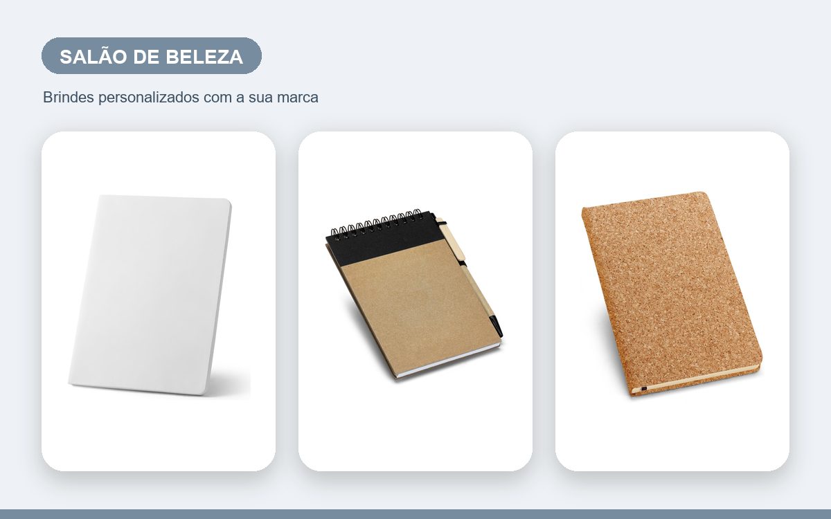 Brindes personalizados com a sua marca — Cadernos personalizados para salão de beleza