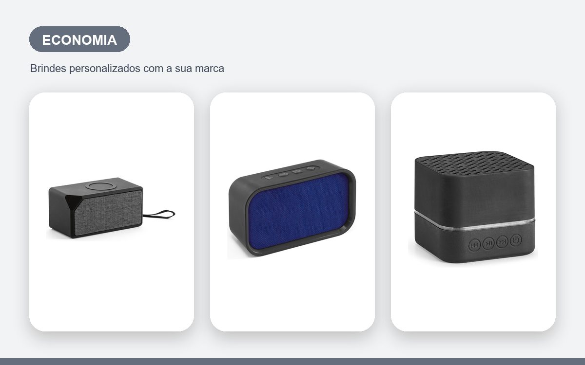 Brindes personalizados com a sua marca — Caixas de som personalizadas baratas com boa qualidade