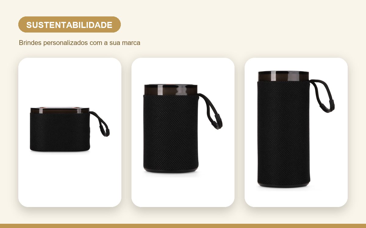 Brindes personalizados com a sua marca — Caixas de som personalizadas ecológicas e sustentáveis