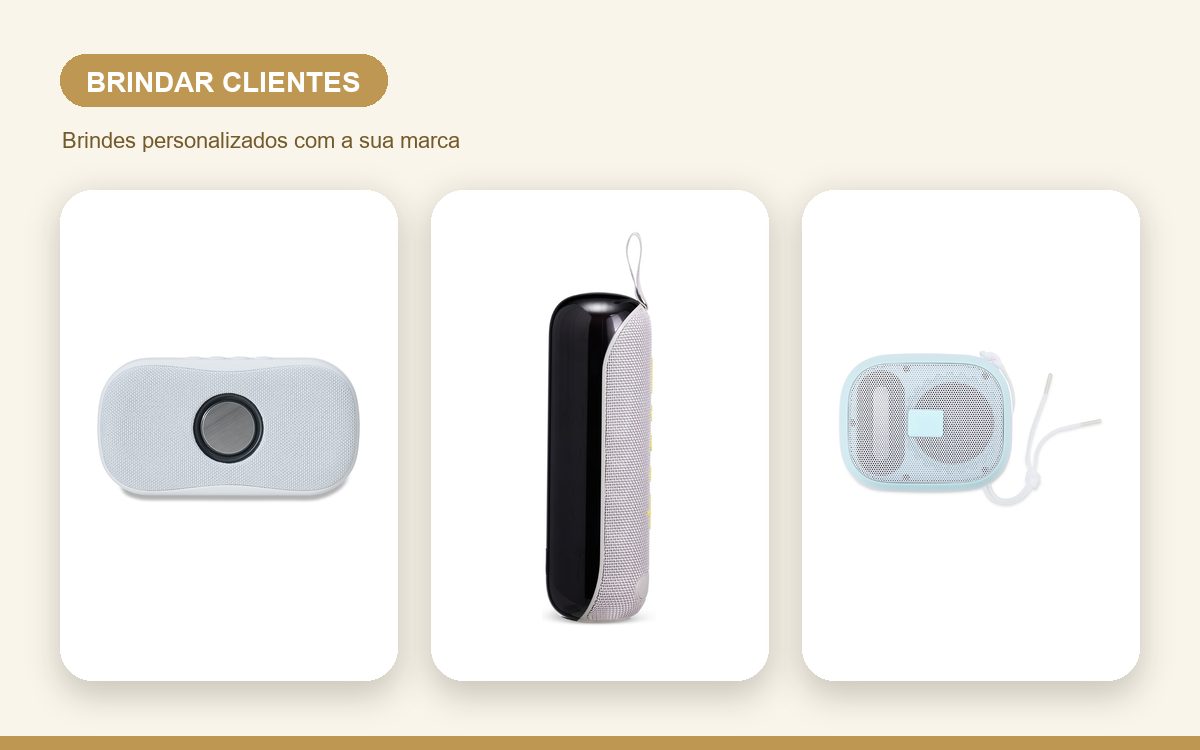 Brindes personalizados com a sua marca — Caixas de som personalizadas para brindar clientes