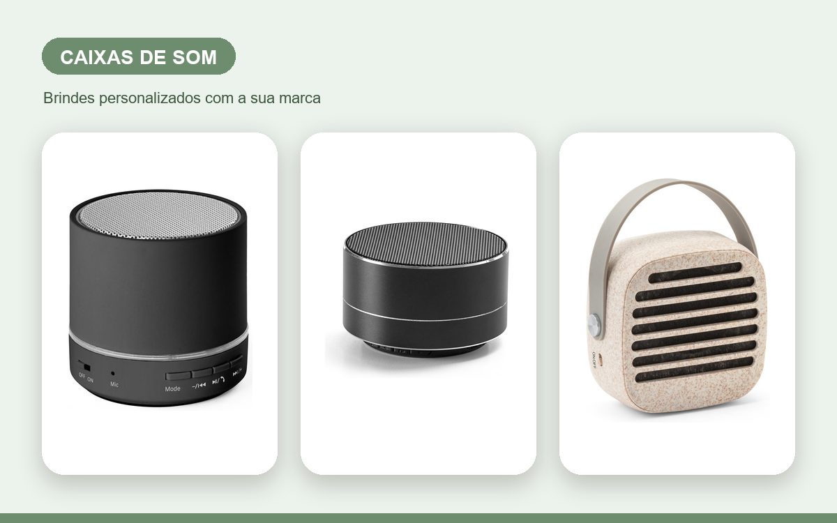 Brindes personalizados com a sua marca — Caixas de som personalizadas para colaboradores e equipes