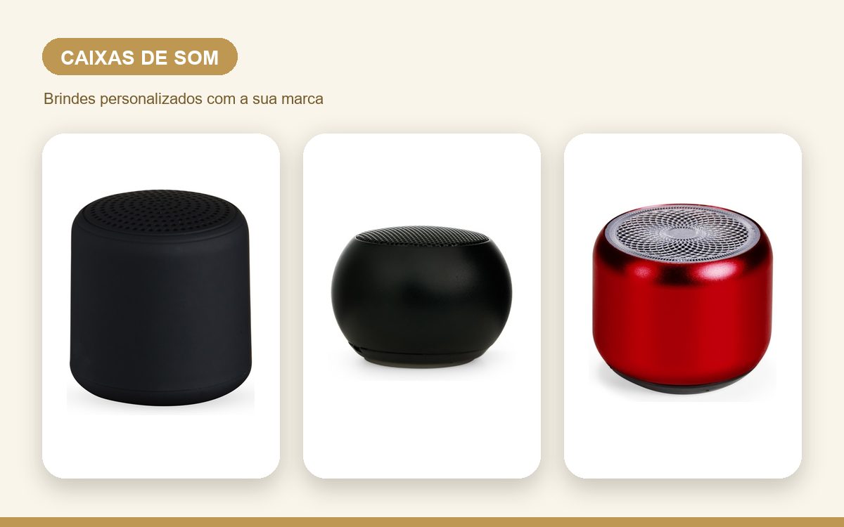 Brindes personalizados com a sua marca — Caixas de som personalizadas para eventos e ações de marca