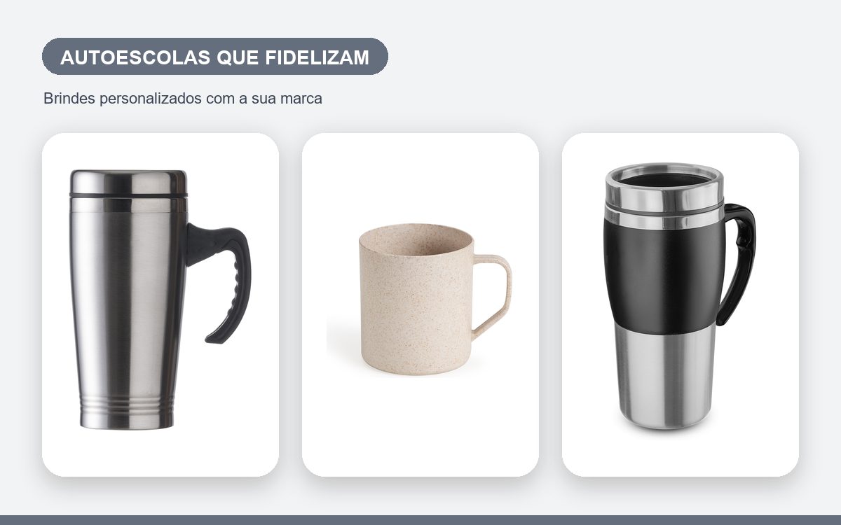 Brindes personalizados com a sua marca — Canecas personalizadas para autoescolas que fidelizam