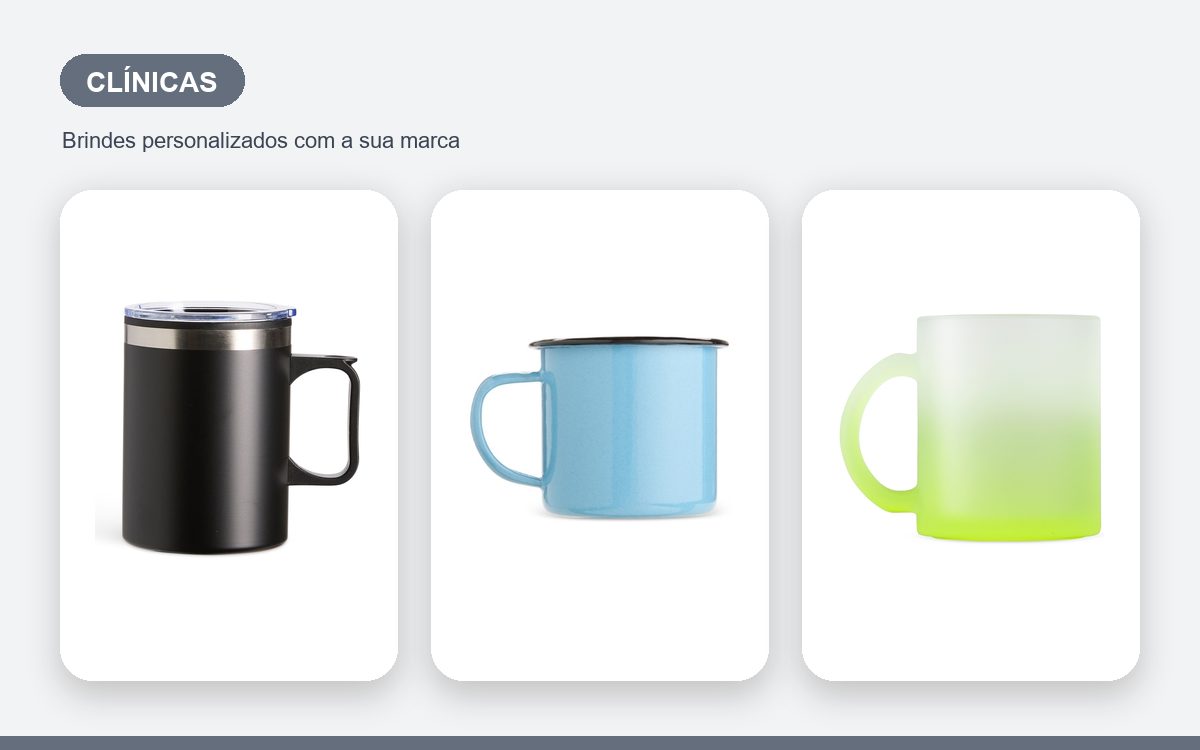 Brindes personalizados com a sua marca — Canecas personalizadas para clínicas e consultórios