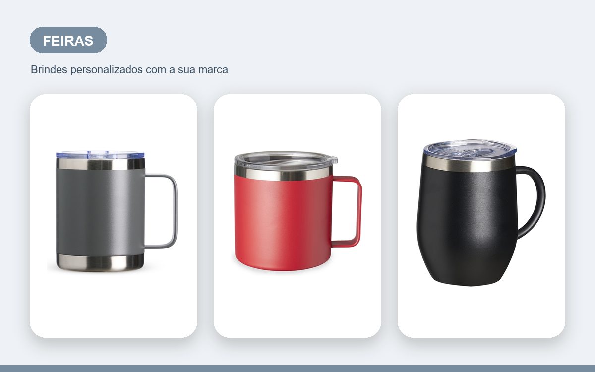 Brindes personalizados com a sua marca — Canecas Personalizadas para Feiras: Brinde que Fica na Mesa