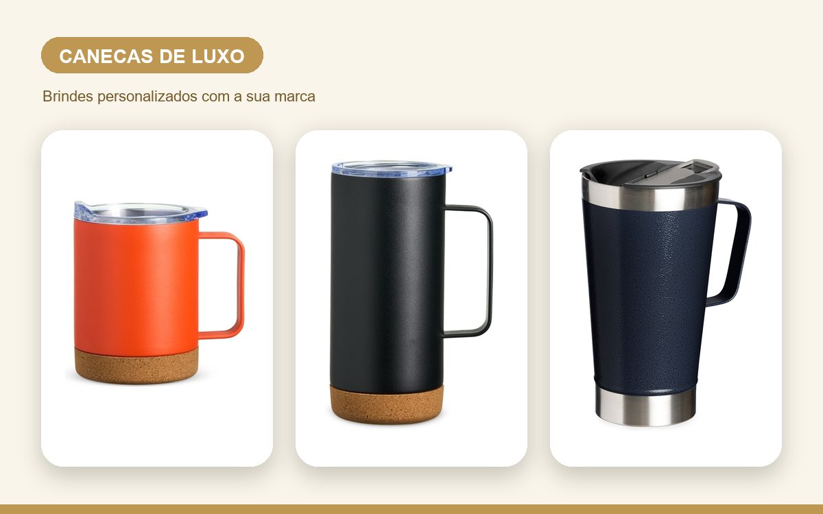 Brindes personalizados com a sua marca — Canecas personalizadas de luxo para clientes e executivos