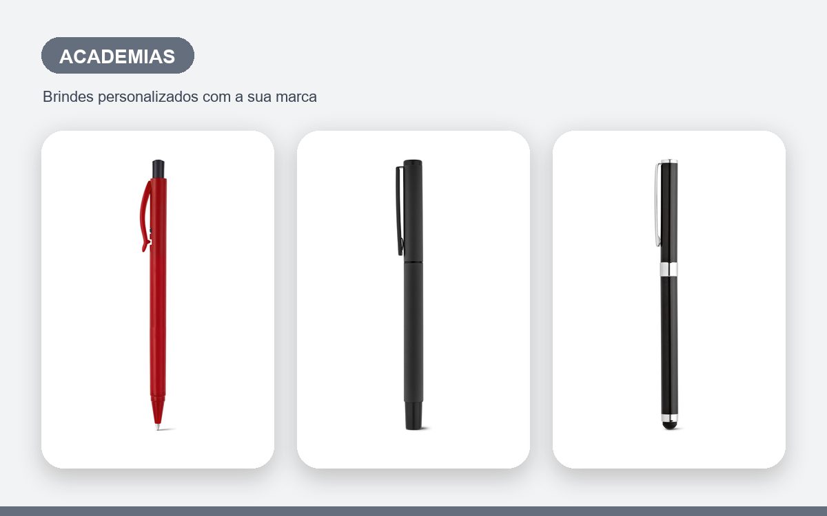 Brindes personalizados com a sua marca — Canetas para academias: brinde prático que circula