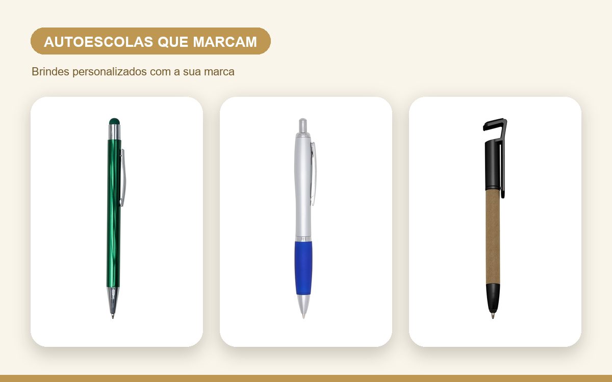 Brindes personalizados com a sua marca — Canetas personalizadas para autoescolas que marcam