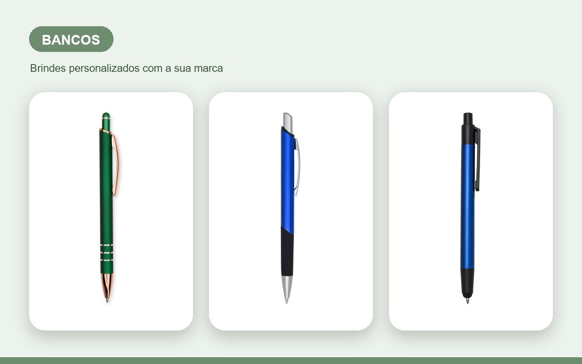 Brindes personalizados com a sua marca — Canetas personalizadas para bancos e escritórios corporativos
