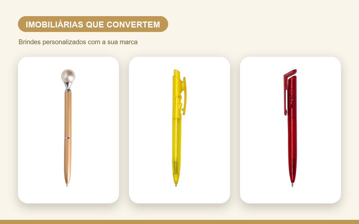 Brindes personalizados com a sua marca — Canetas personalizadas para imobiliárias que convertem