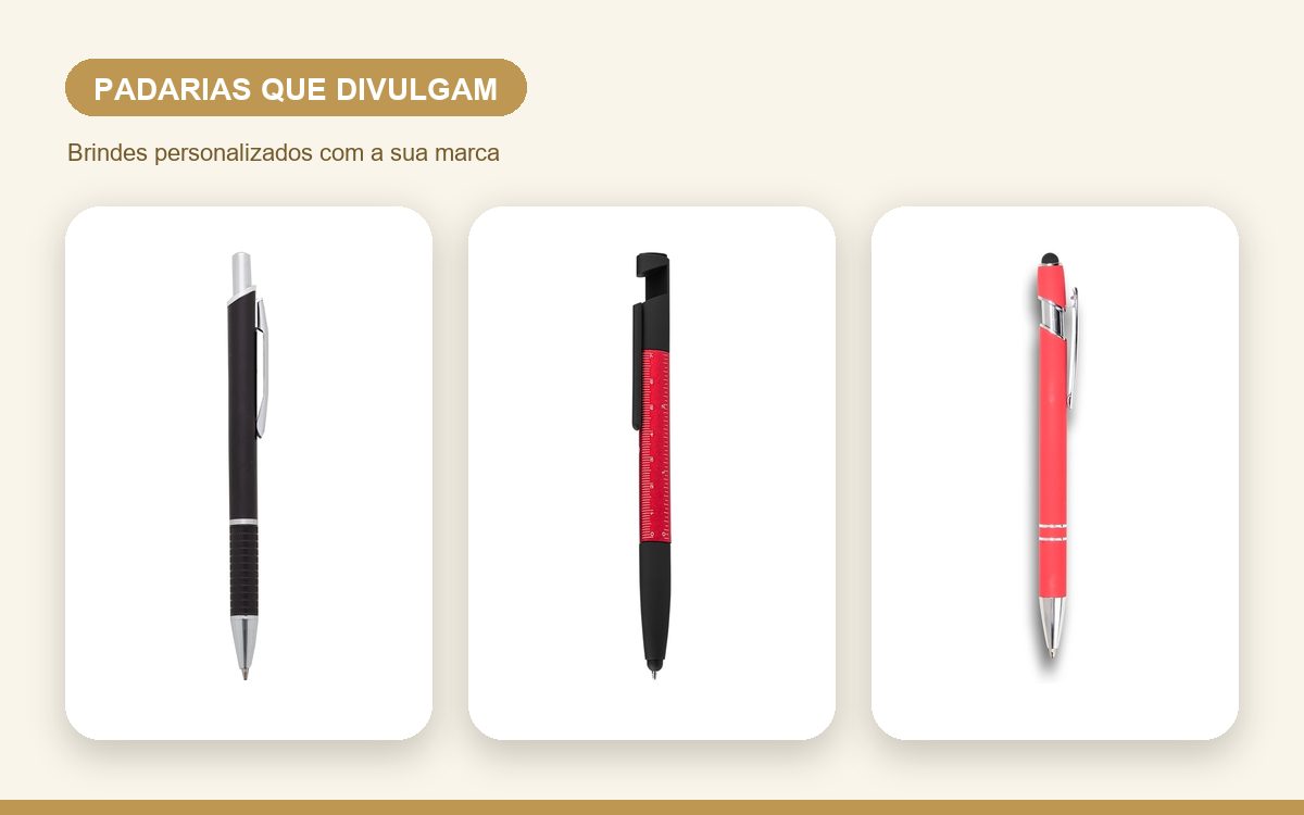 Brindes personalizados com a sua marca — Canetas personalizadas para padarias que divulgam