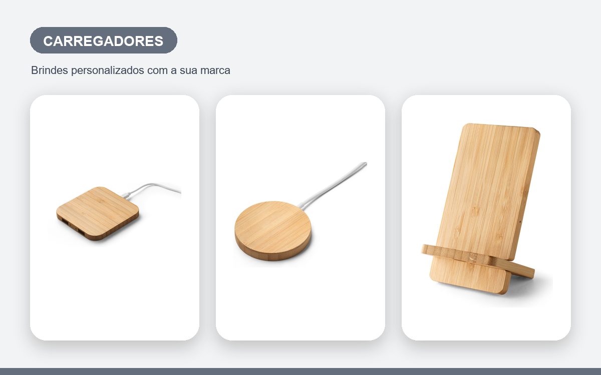 Brindes personalizados com a sua marca — Carregadores Personalizados para Eventos e Ações de Marca