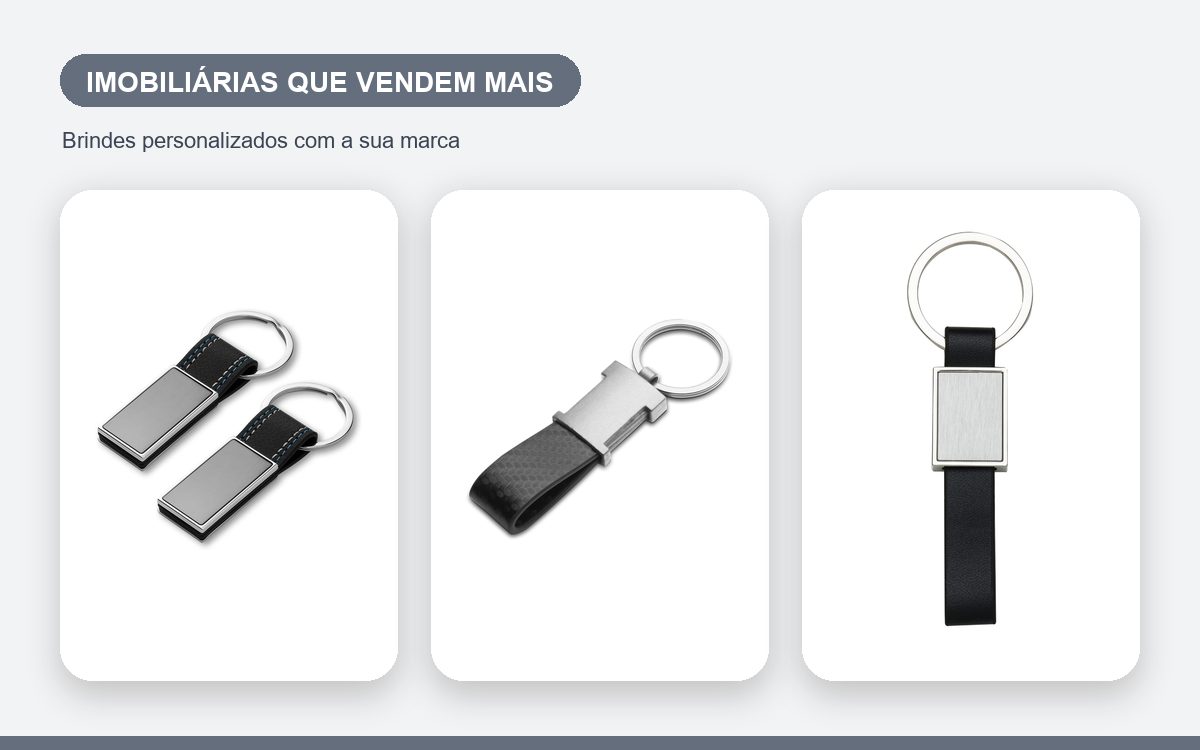 Brindes personalizados com a sua marca — Chaveiros personalizados para imobiliárias que vendem mais