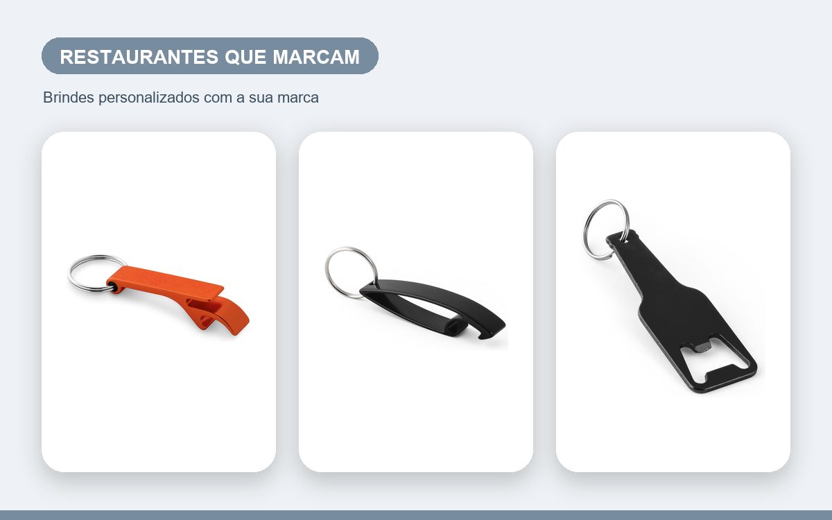 Brindes personalizados com a sua marca — Chaveiros personalizados para restaurantes que marcam