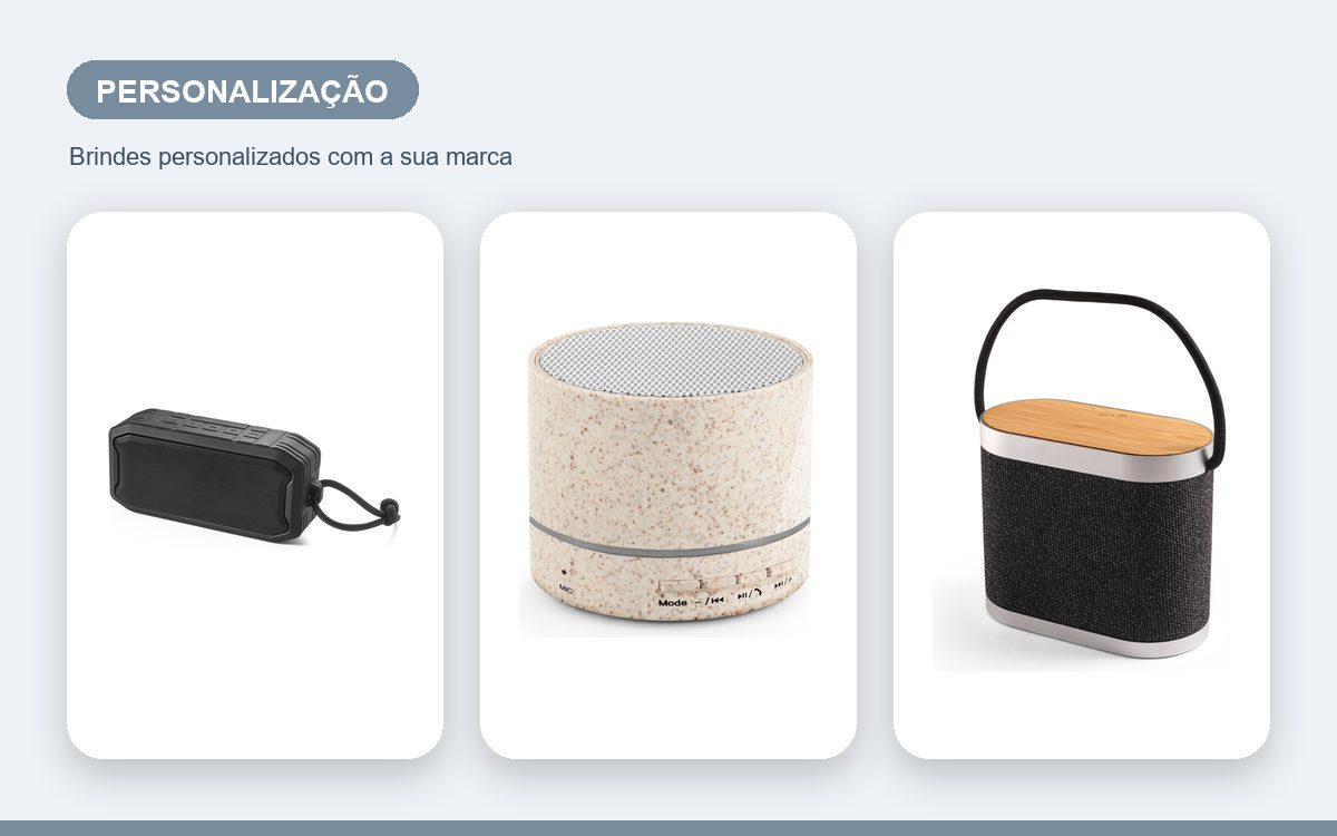 Brindes personalizados com a sua marca — Como personalizar caixas de som com a marca da empresa
