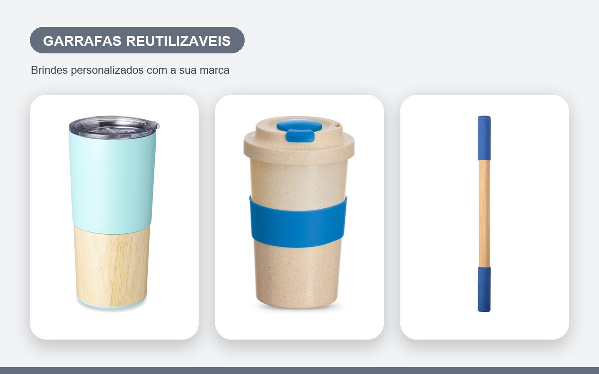 Brindes personalizados com a sua marca — Copos e Garrafas Reutilizáveis como Brinde: Útil Todo Dia