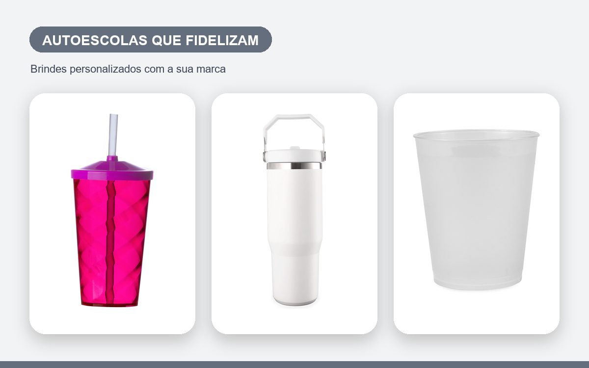 Brindes personalizados com a sua marca — Copos personalizados para autoescolas que fidelizam