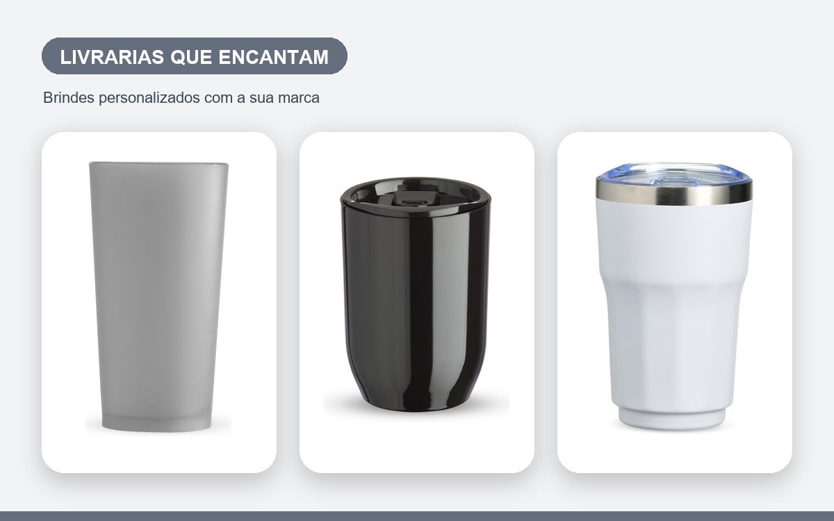 Brindes personalizados com a sua marca — Copos personalizados para livrarias que encantam