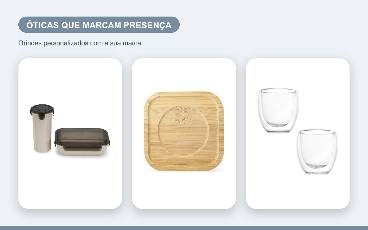 Brindes personalizados com a sua marca — Copos personalizados para óticas que marcam presença