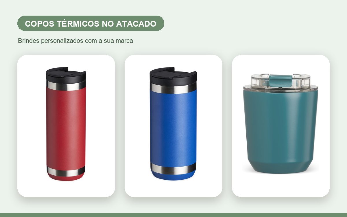 Brindes personalizados com a sua marca — Copos térmicos personalizados no atacado para empresas