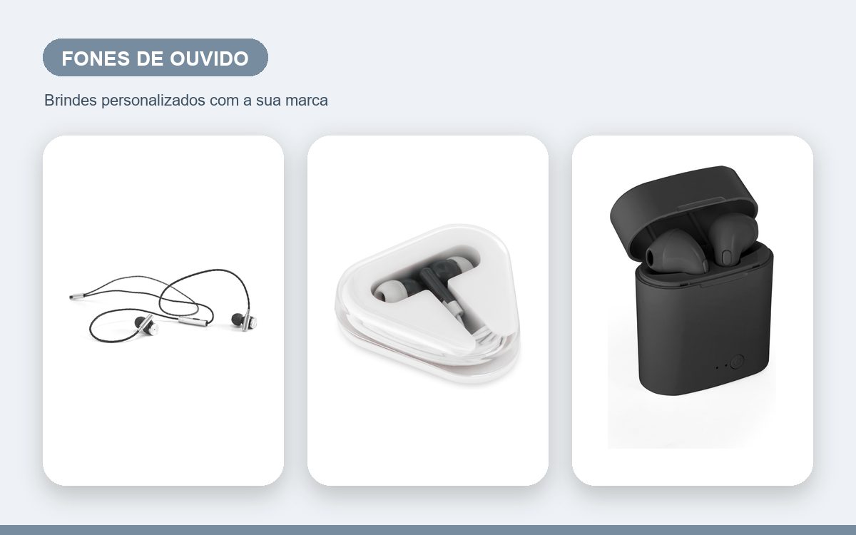 Brindes personalizados com a sua marca — Fones de ouvido personalizados para eventos e feiras