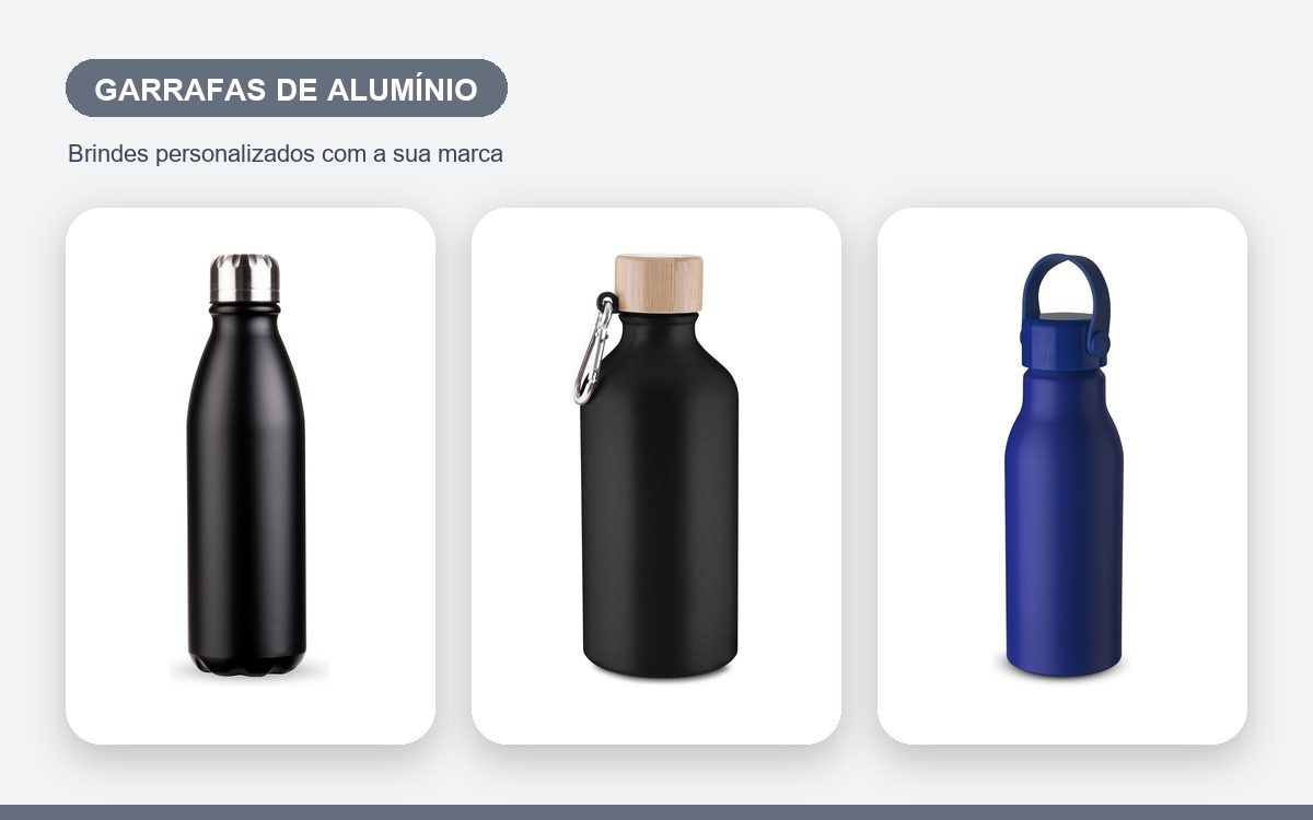 Brindes personalizados com a sua marca — Garrafas de Alumínio Personalizadas para Colaboradores