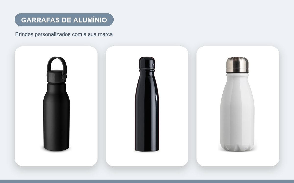 Brindes personalizados com a sua marca — Garrafas de Alumínio Personalizadas para Eventos e Feiras