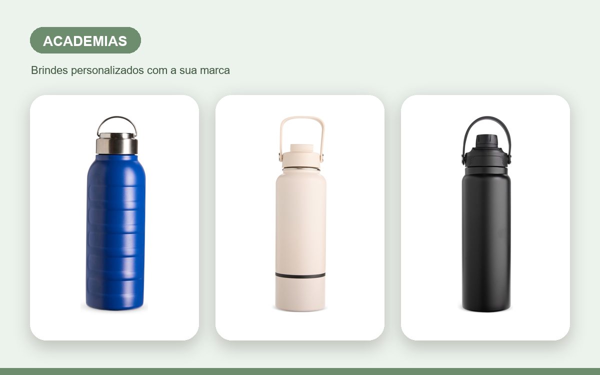 Brindes personalizados com a sua marca — Garrafas térmicas personalizadas para academias