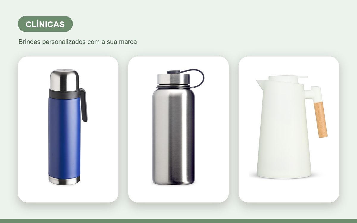 Brindes personalizados com a sua marca — Garrafas térmicas personalizadas para clínicas