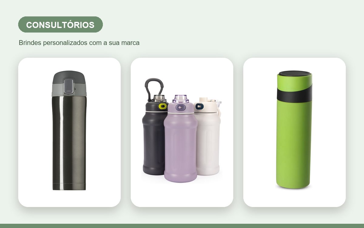 Brindes personalizados com a sua marca — Garrafas térmicas personalizadas para consultórios