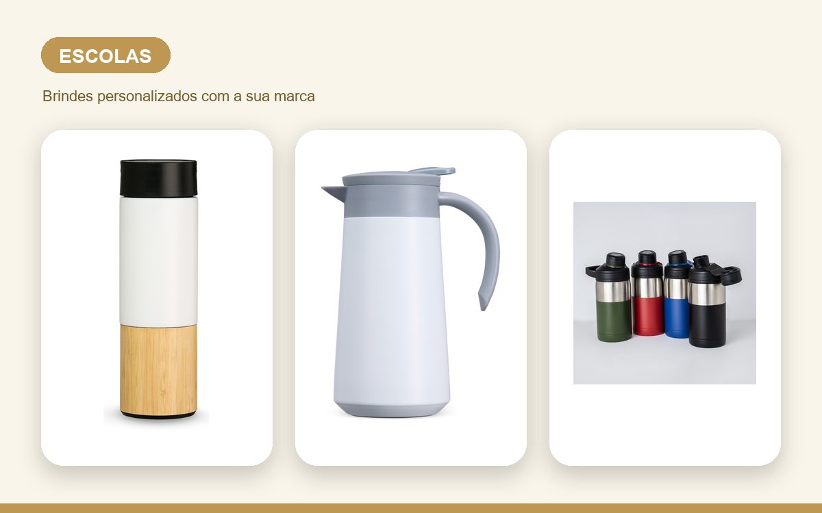 Brindes personalizados com a sua marca — Garrafas térmicas personalizadas para escolas