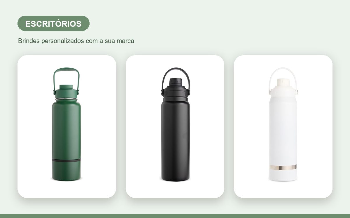 Brindes personalizados com a sua marca — Garrafas térmicas personalizadas para escritórios