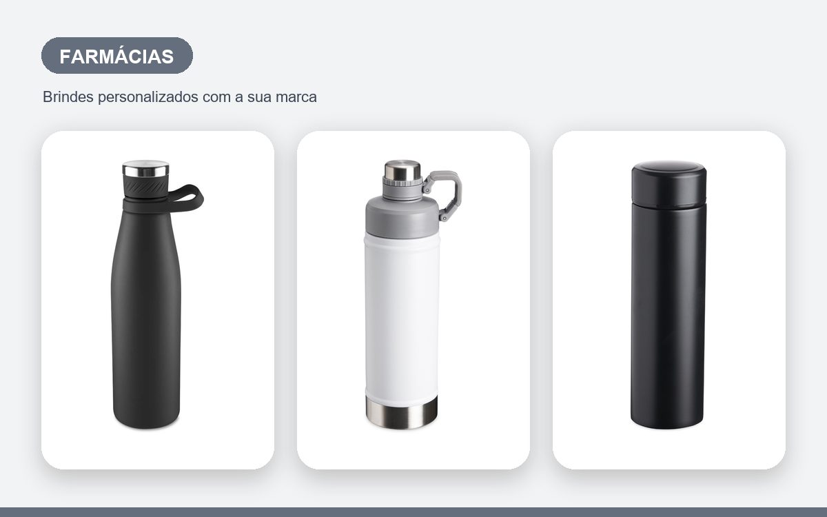 Brindes personalizados com a sua marca — Garrafas térmicas personalizadas para farmácias