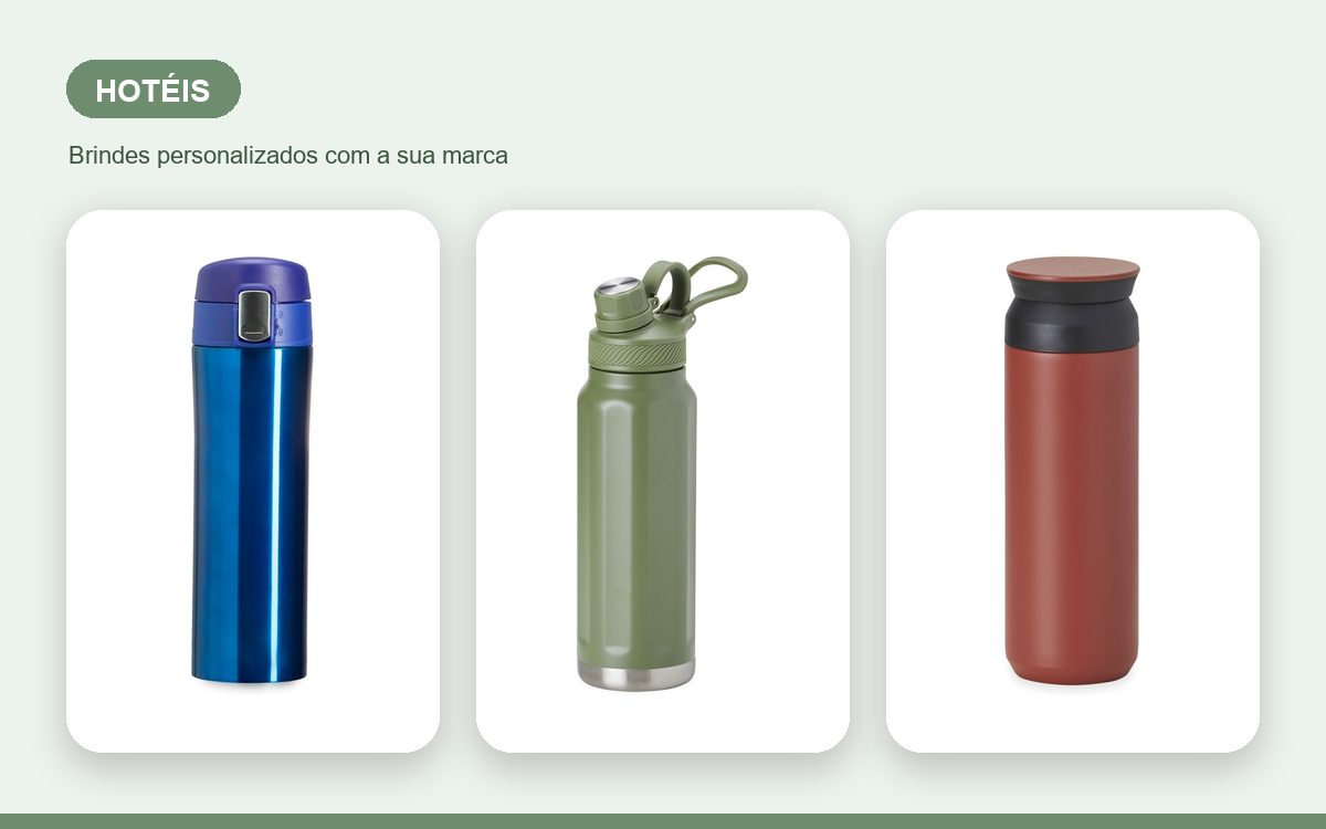 Brindes personalizados com a sua marca — Garrafas térmicas personalizadas para hotéis