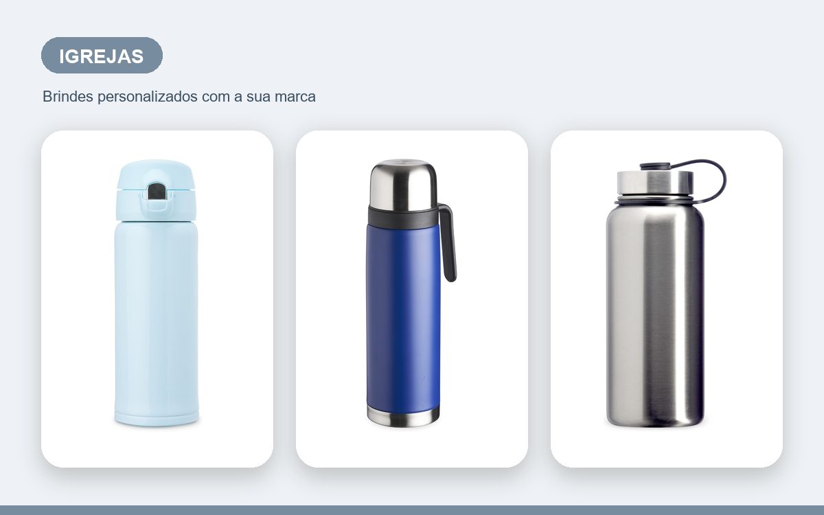 Brindes personalizados com a sua marca — Garrafas térmicas personalizadas para igrejas