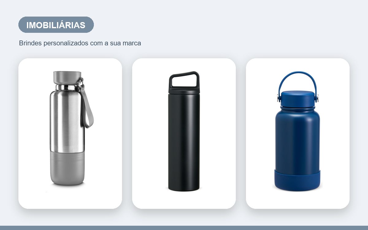 Brindes personalizados com a sua marca — Garrafas térmicas personalizadas para imobiliárias
