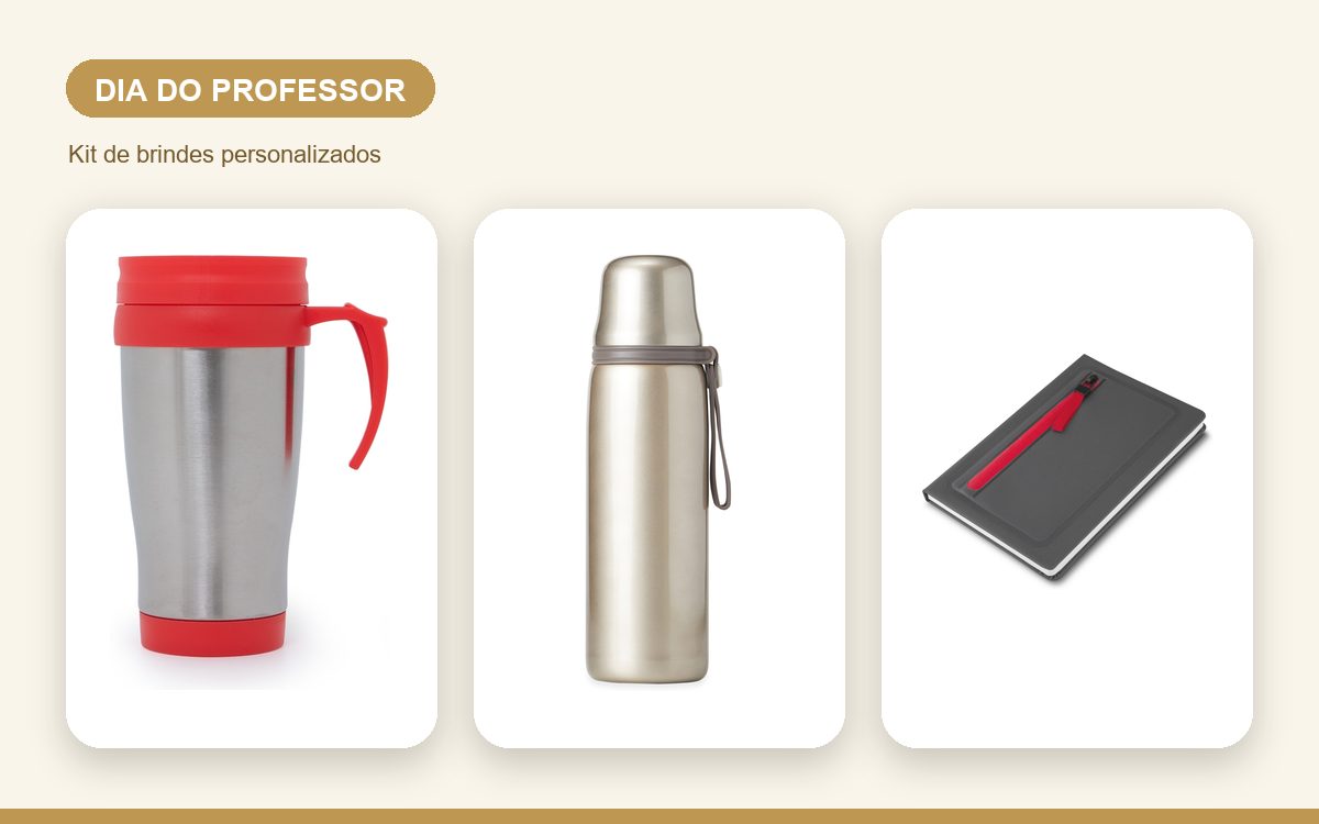 Kit de brindes personalizados — Garrafa Térmica Personalizada para o Dia do Professor