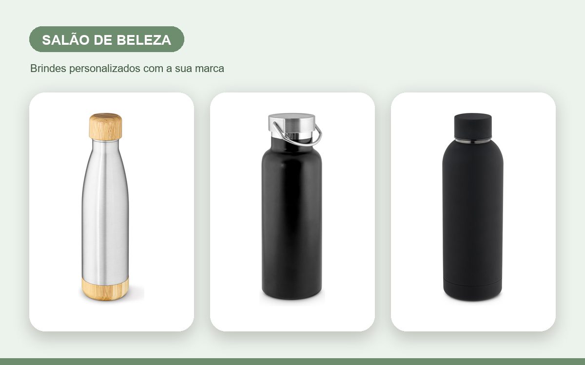 Brindes personalizados com a sua marca — Garrafas térmicas personalizadas para salão de beleza
