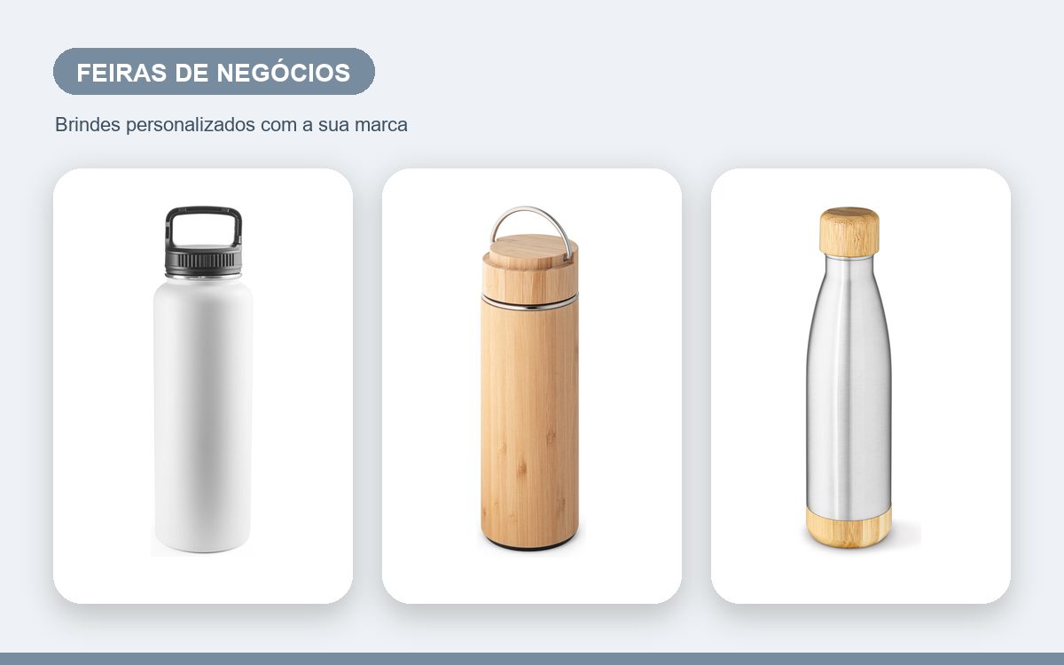 Brindes personalizados com a sua marca — Garrafas Térmicas Personalizadas para Feiras de Negócios