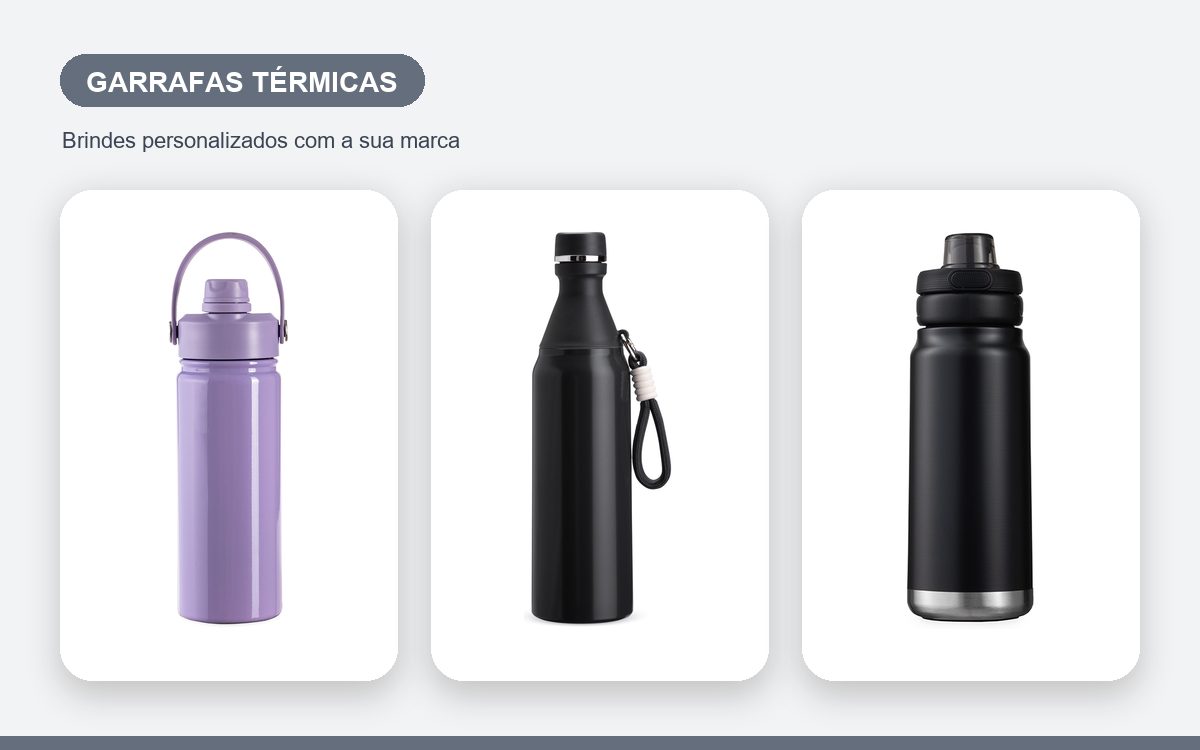 Brindes personalizados com a sua marca — Garrafas Térmicas Personalizadas para Eventos e Feiras