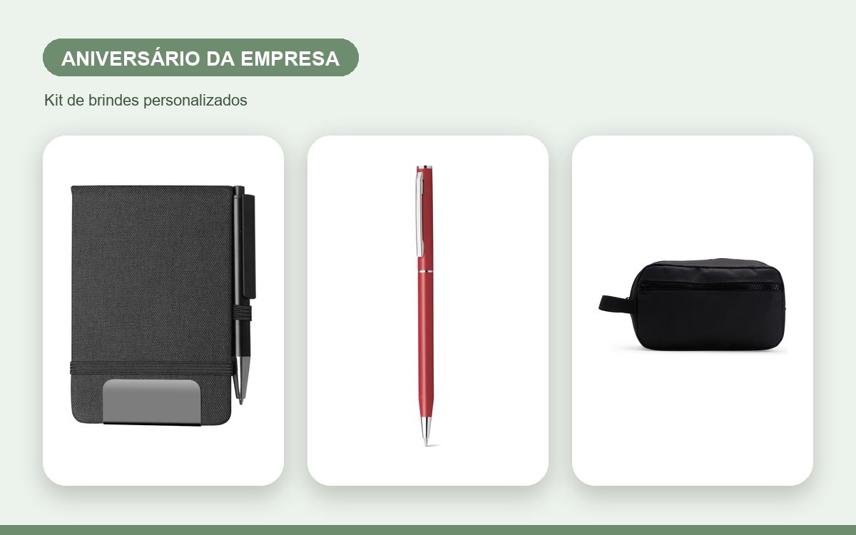 Kit de brindes personalizados — Ideias de brindes para o aniversário da empresa com sua marca