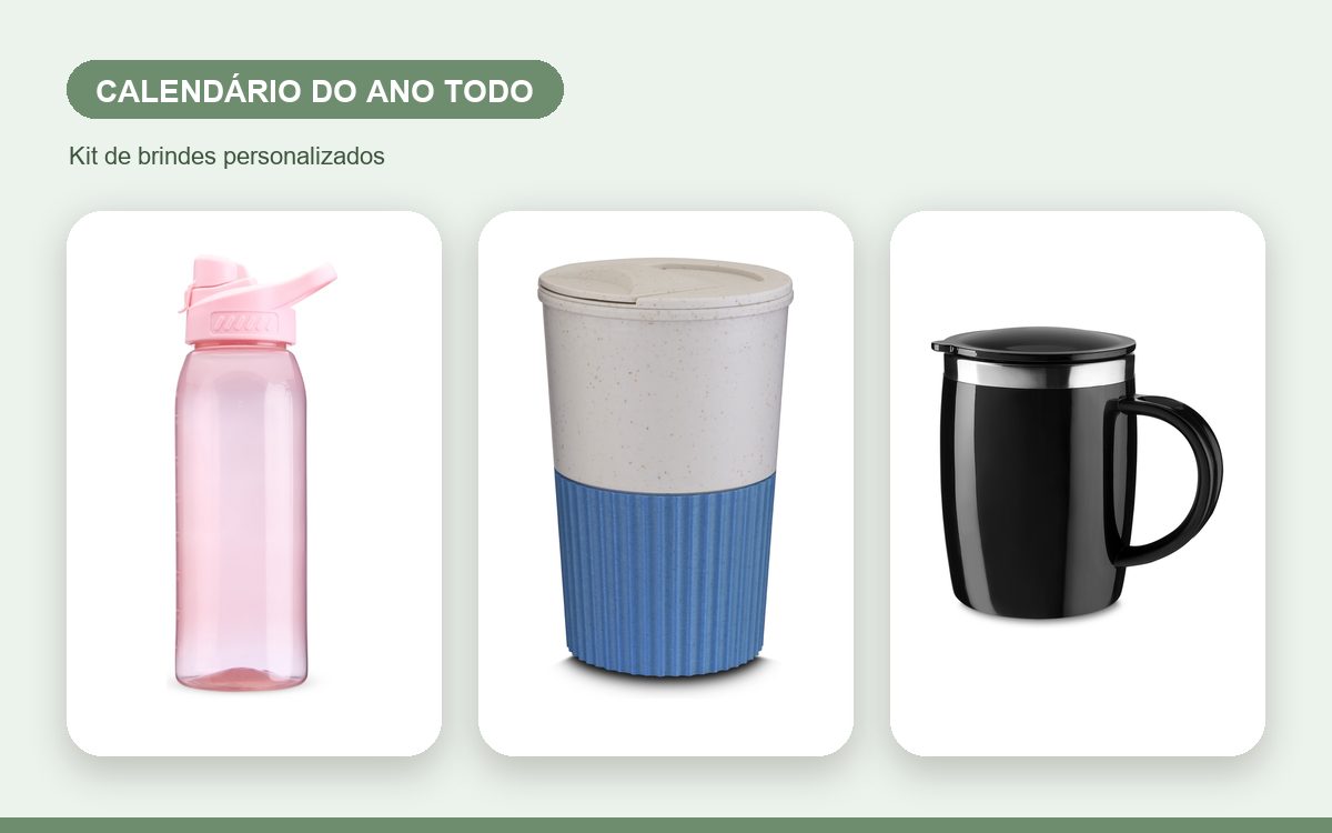 Kit de brindes personalizados — Ideias de brindes para o calendário do ano todo