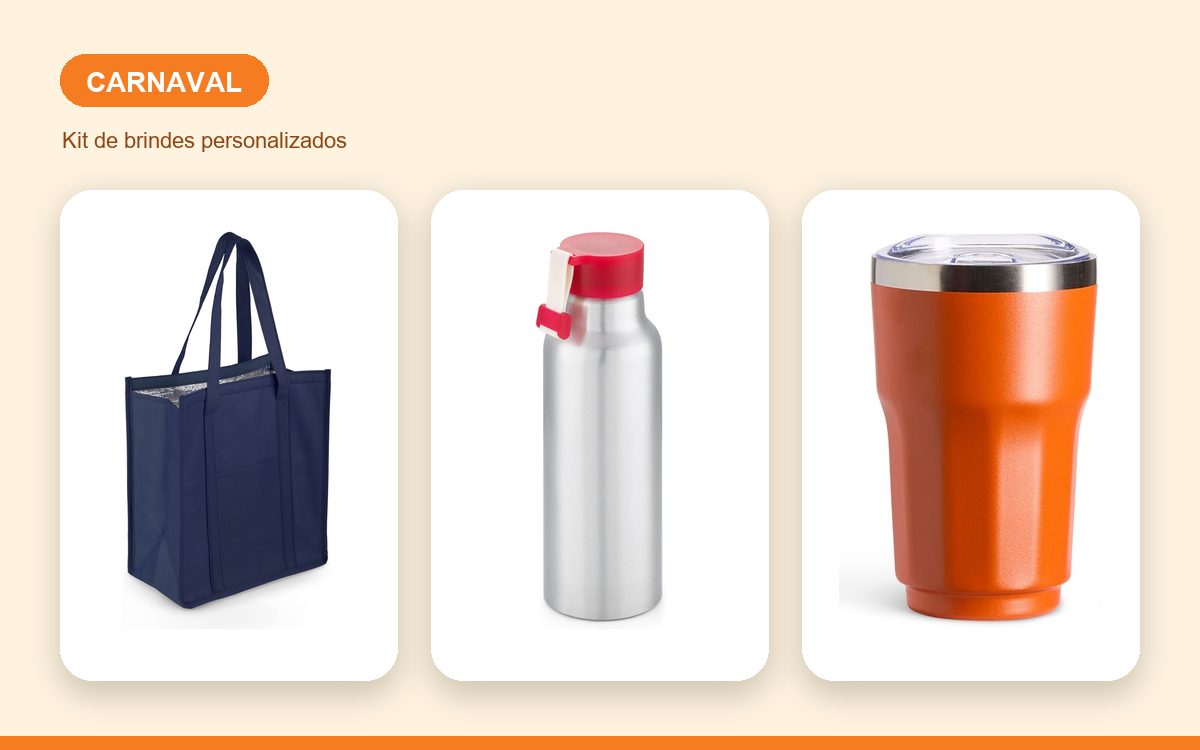 Kit de brindes personalizados — Ideias de brindes para o Carnaval com a marca da empresa