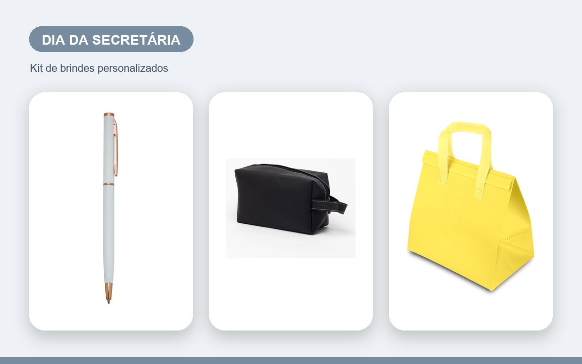 Kit de brindes personalizados — Ideias de brindes para o Dia da Secretária com a marca da empresa