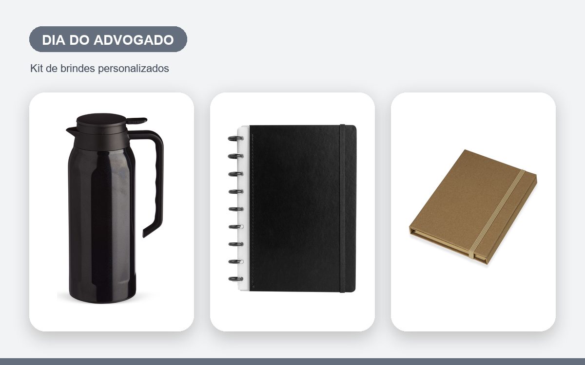 Kit de brindes personalizados — Ideias de brindes para o Dia do Advogado com sua marca