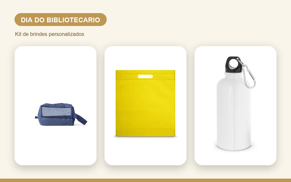 Kit de brindes personalizados — Ideias de brindes para o Dia do Bibliotecário personalizados