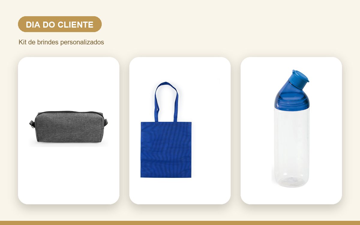 Kit de brindes personalizados — Ideias de Brindes para o Dia do Cliente com a Sua Marca