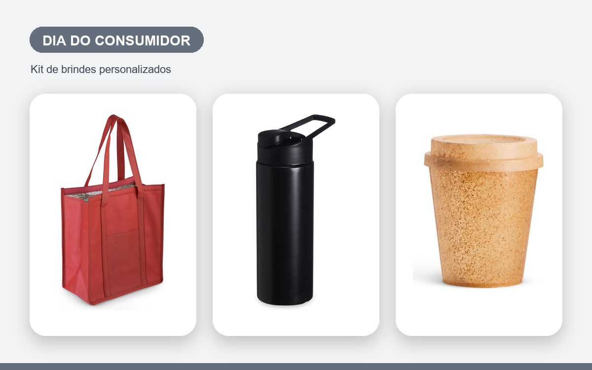 Kit de brindes personalizados — Ideias de Brindes para o Dia do Consumidor com a Marca da Empresa