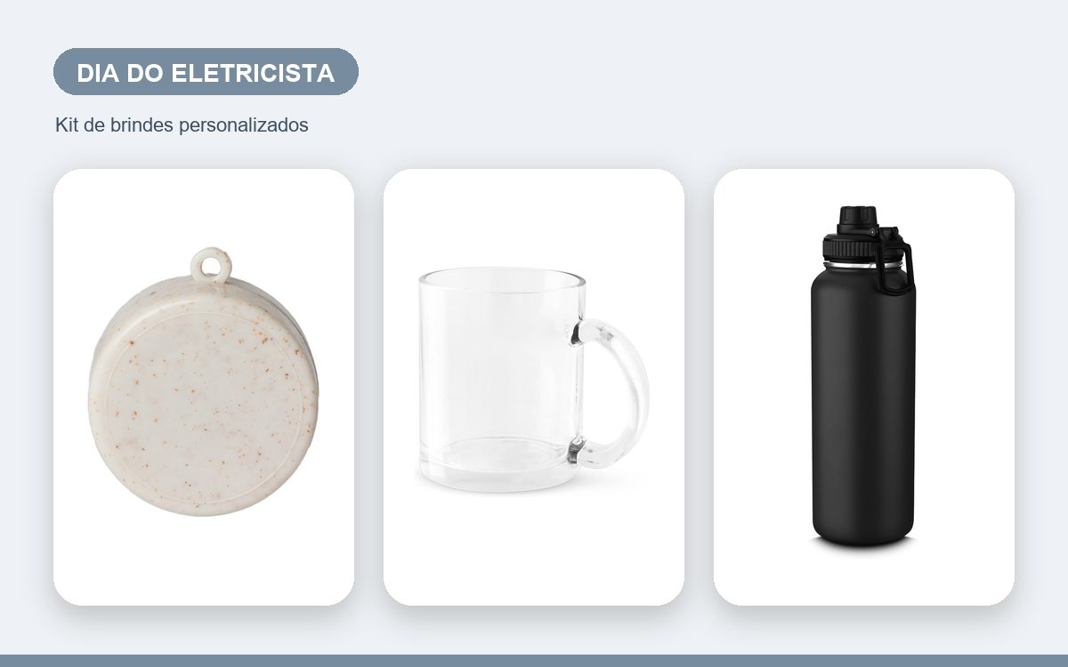 Kit de brindes personalizados — Ideias de brindes para o Dia do Eletricista com a marca