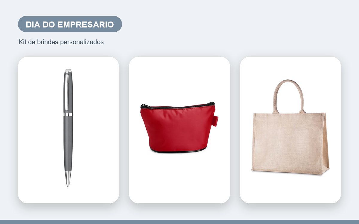 Kit de brindes personalizados — Ideias de brindes para o Dia do Empresário com a marca